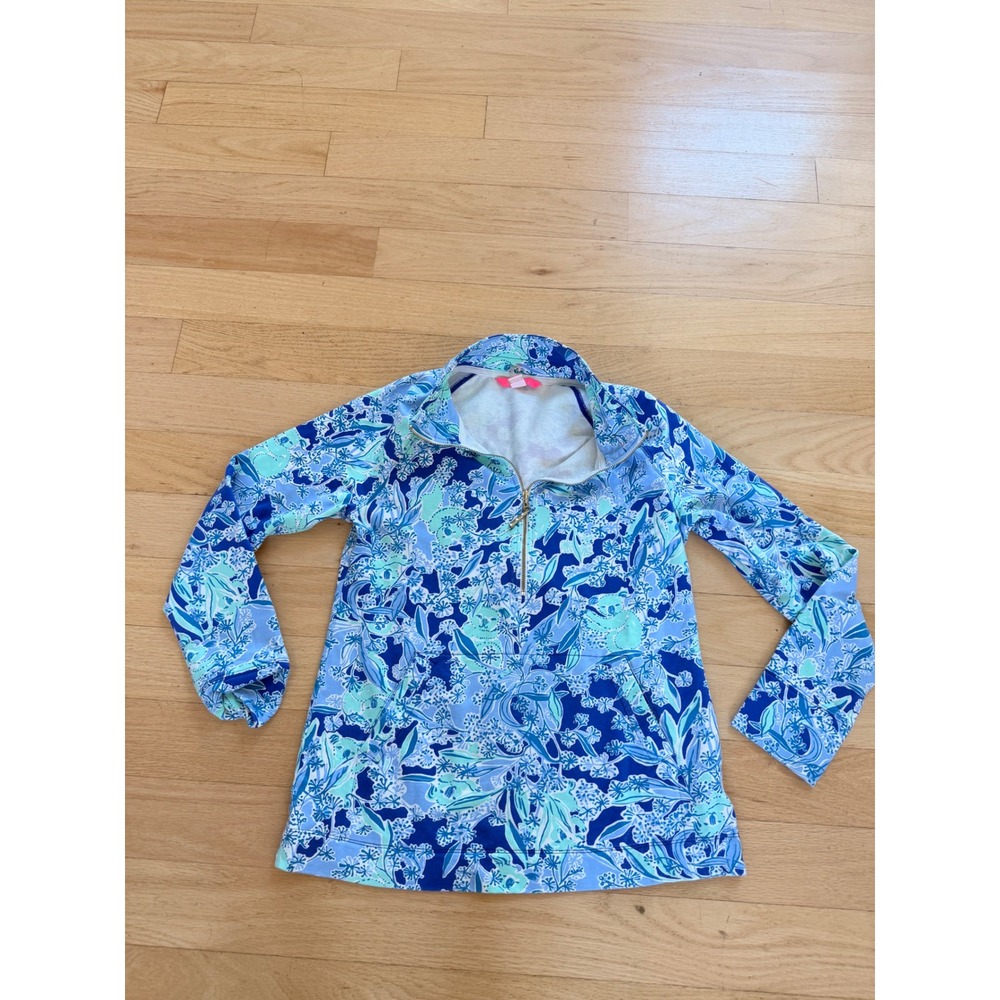 Lilly Pulitzer Skipper Popover Koala Me Maybe Blue Green Half Zip Sweatshirt S - Picture 2 of 7